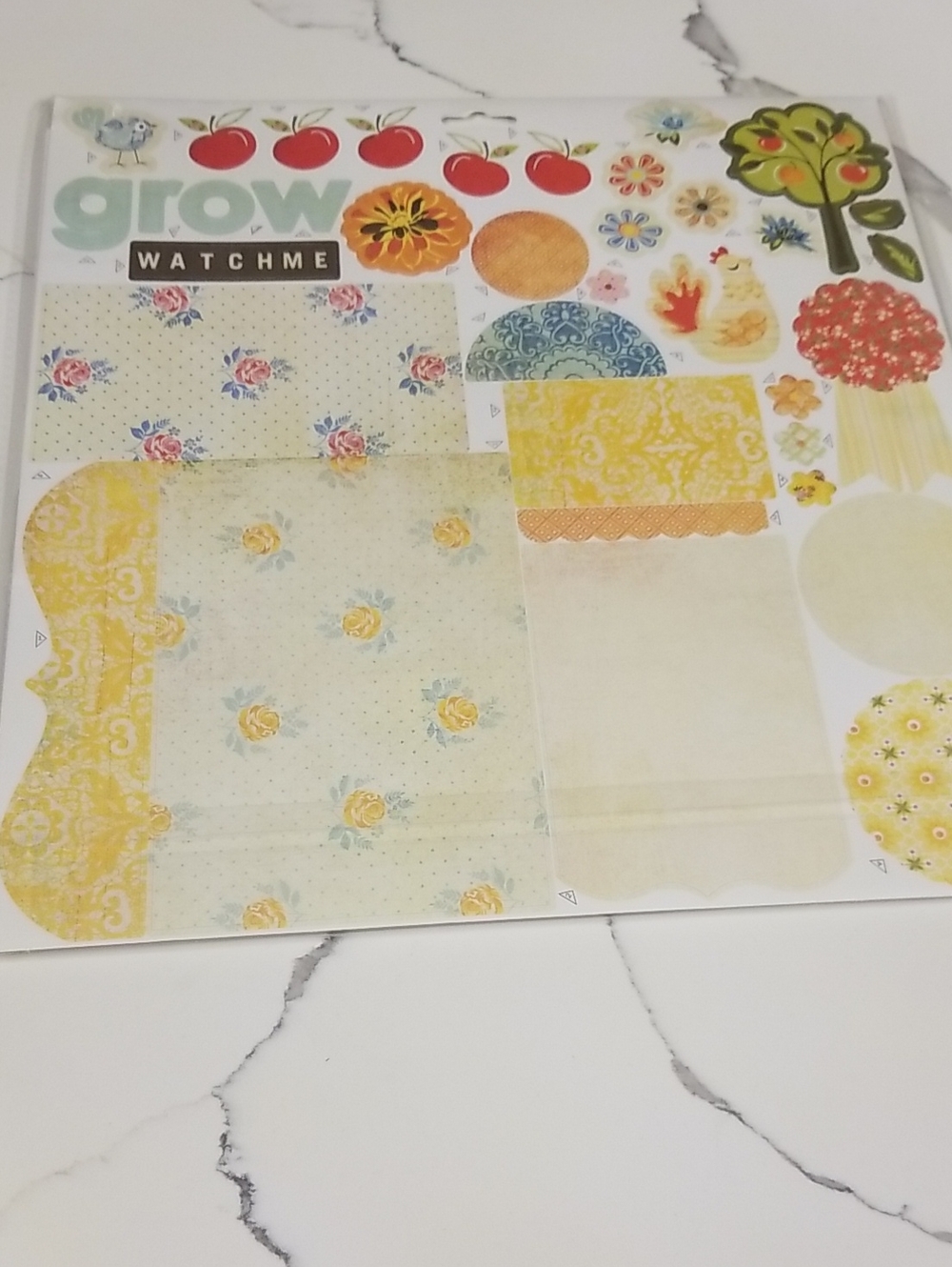Grow Watchme Floral Sticker Sheet - Yellow, Scrapbooking card Making Kit